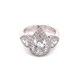 NEW JB STAR women's pear shape micro-pave halo engagement diamond ring in white